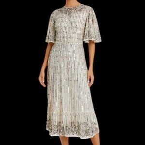 Mac Duggal Silver Sequin Dress Sz 2